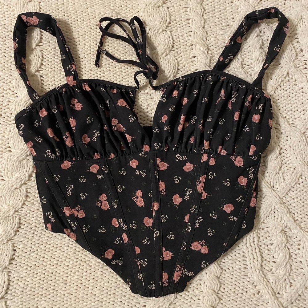 BLACK FLORAL CORSET